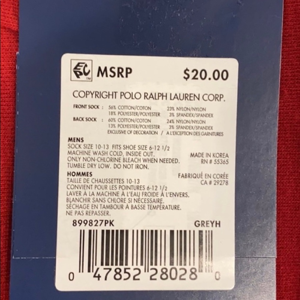 Brand new with tag polo socks Price is for pack of 2 total 4 pairs of socks - Picture 5 of 8